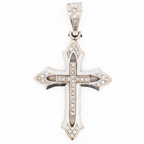 10KWG Large Flared-Arm Cross Pendant, 32.2g