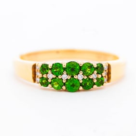 18KYG Chromia Chrome Diopside .53ctw & Diamond Band, Size 7.25
