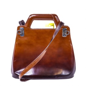 Salvatore Ferragamo Gancini 2-Way Leather Bag Brown Gradient