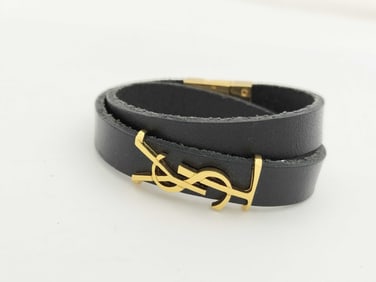 Saint Laurent Leather Bracelet Gold Hardware Bracelet