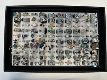 Group of 100 Sterling Silver Rings