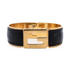 GUCCI G Motif Bangle Lizard Bracelet Bangle
