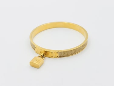 Hermes Kelly Bangle Lizard Beige x Gold Bracelet Bangle