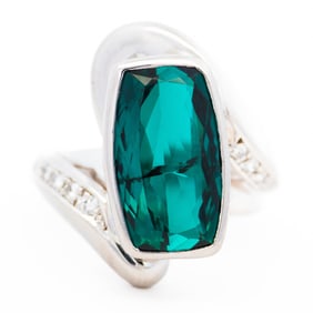 Pt900 5.80ct Tourmaline r& .15ctw Diamond Ring