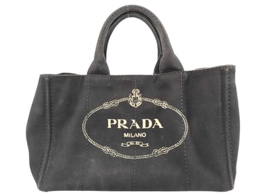 Prada Canapa Black Denim Tote Bag 35cm