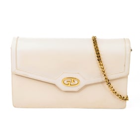 Gucci Vintage Leather Chain Shoulder Bag White – Gold Hardware