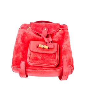 Gucci Bamboo Backpack Red Suede – Vintage Model