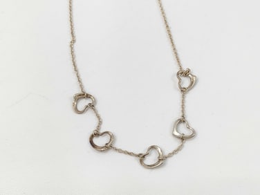 925 Tiffany & Co. Open Heart Necklace 5 Motif w/ box 40cm