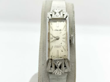 14K White Gold Vintage Ladies Seiko Watch Manual Midcentury