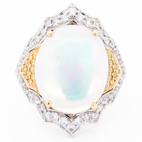 18KWG 6.70ct Orion Opal w/1.01ctw Natural Yellow & White Diamonds Ring, Size 7