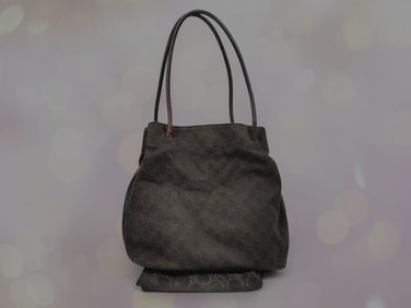 Gucci Black Nylon Canvas GG Monogram Tote Bag