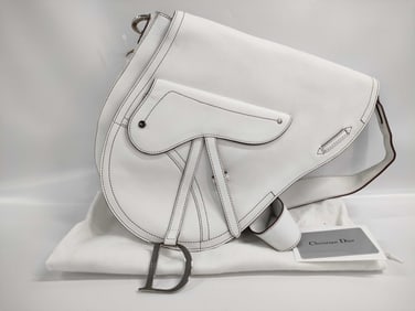 Dior Saddlebag Leather Shoulder White Shoulder Bag