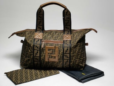 Fendi Zucca Canvas Boston Bag