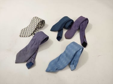 Hermès and Chanel Tie Lot (5 Pieces Total)