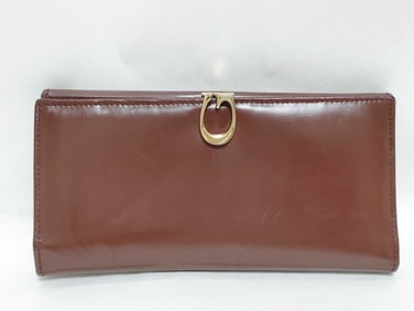 Gucci Brown Leather Long Wallet with Gold “G?? Clasp