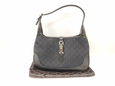 Gucci GG Canvas Jackie Shoulder Bag Black Iconic It Bag!!