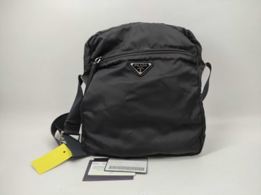 Prada Black Nylon Triangle Logo Shoulder Bag