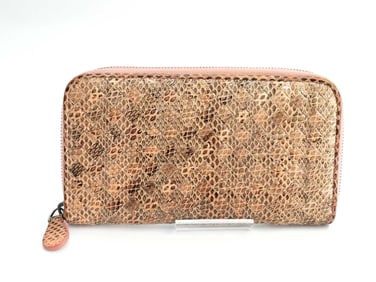 Bottega Veneta Intrecciato Python Leather Zip Wallet