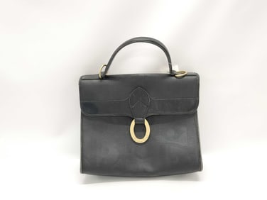 Black Leather Vintage Dior Handbag with Gold Hardware