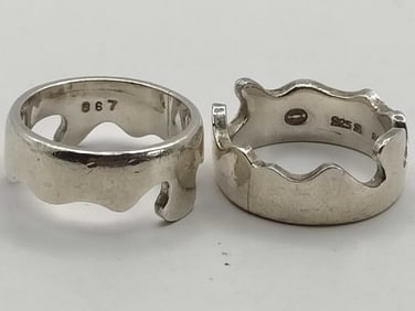 Georg Jensen Fusion Sterling Silver Ring Pair, Design 367