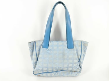 Chanel Light Blue New Travel Line Nylon and Leather Tote Bag