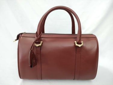 Cartier Leather Red Boston Bag Duffle Bag