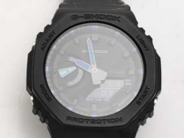 Casio G-Shock GA-2100 Black Octagonal Ana-Digi Watch box papers everything