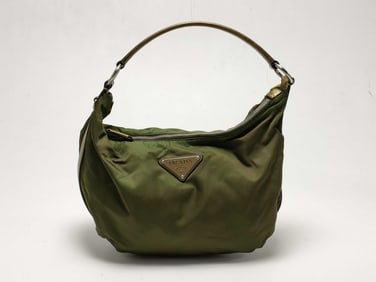 Prada Nylon One Shoulder Khaki Shoulder Bag