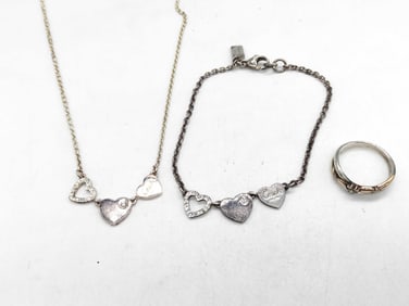 18k 925 jewelry set Coach & Courrèges Jewelry Set — Necklace, Bracelet, Ring