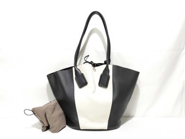 Bottega Veneta Large Leather and Canvas Tote Bag