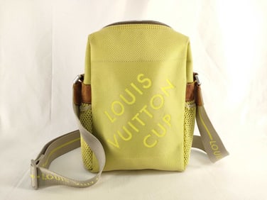 Louis Vuitton Cup Olive Mesh and Suede Shoulder Bag Damier Jean Weatherly Collection