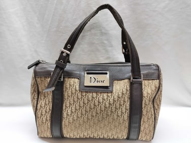 Dior Trotter Canvas Logo Plate Handbag