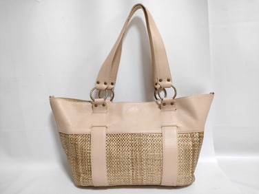 Chloe Tote Bag with Leather and and Woven Reeds