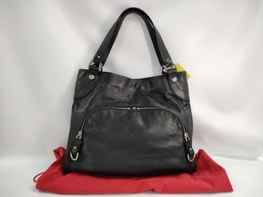 Bally Black Lambskin Leather Tote Bag