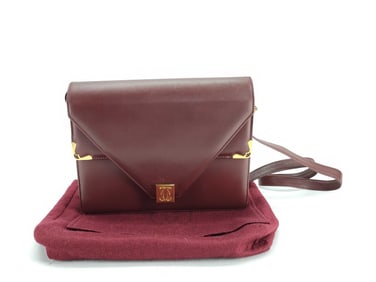 Cartier Must de Cartier Burgundy Leather Envelope Shoulder Bag