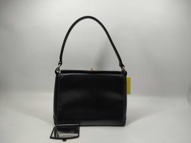 Vintage Gucci Black Leather Top Handle Shoulder Bag Classic