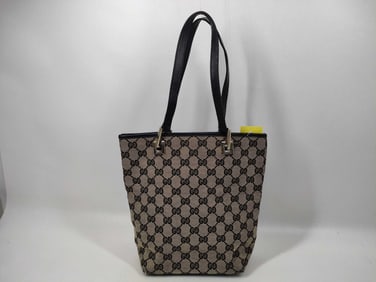 Gucci GG Canvas Leather Tote Bag