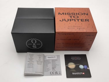 Omega x Swatch “Mission to Jupiter?? Speedmaster Chronograph Watch, box & papers