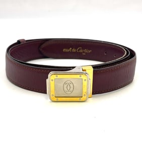 Cartier Must de Cartier Bordeaux Leather Belt with Two-Tone Buckle