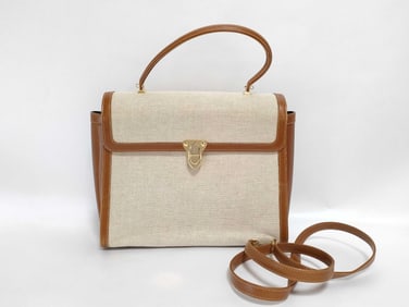Bally Canvas and Leather 2-Way Handbag Beige and Brown