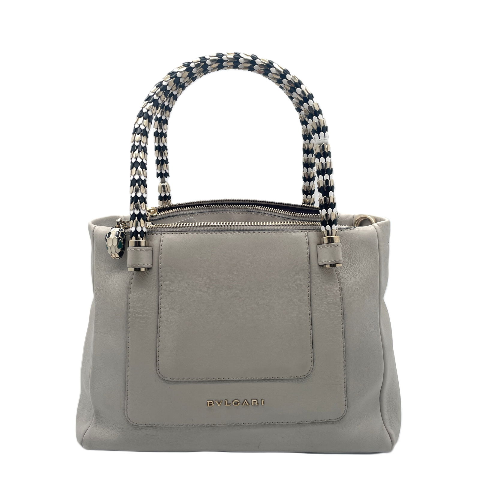 BVLGARI Serpenti Forever Gray Leather Handbag (1 of 10)