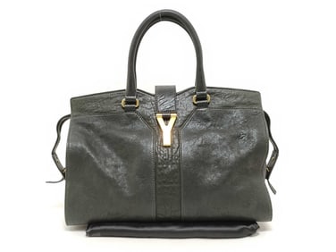 Yves Saint Laurent Y Cabas Black Leather Handbag