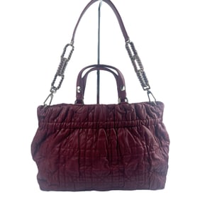 Dior Cannage 2-Way Shoulder Bag in Burgundy Leather