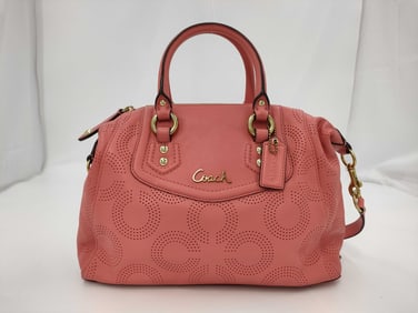 COACH Perforated Leather 2-Way Shoulder Bag Pink