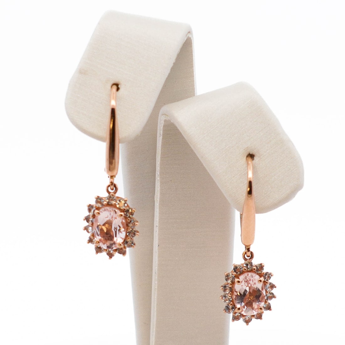14K RG Morganite & Diamond Earrings