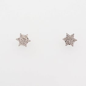 14K WG Diamond Six Pointed Star Earrings