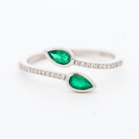 14K WG Emerald & Diamond Ring, size 7