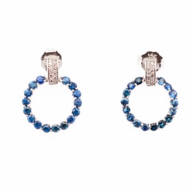14K WG Sapphire & Diamond Classic Earrings