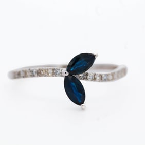 14K WG Marquis Sapphire & Diamond Ring, size 7