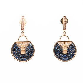 14K YG .77ct Sapphire & .15ctw Diamond Earrings